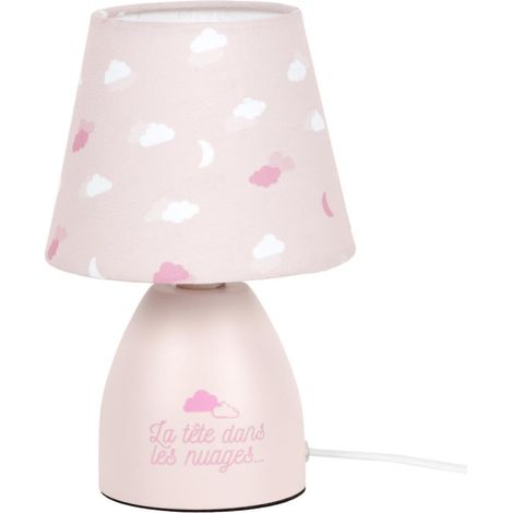 Lampe de chevet pour enfant rose motif nuage (1/4)