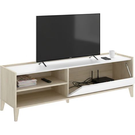 TV-Schrank Woodland, Modular, 3 Regale, 1 Tür, 43x155x50h cm Weiß