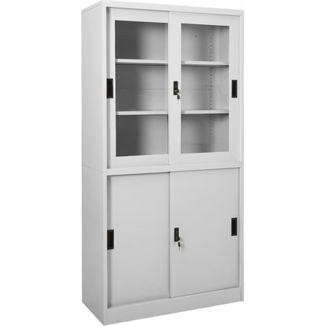Armoire de porte coulissante 90x40x180 cm en acier et verre Couleur : Gris (1/5)