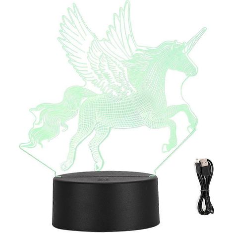 Veilleuse 3D Licorne, Lampe LED USB à interrupteur tactile, Lampe de bureau, Cadeau (1/4)