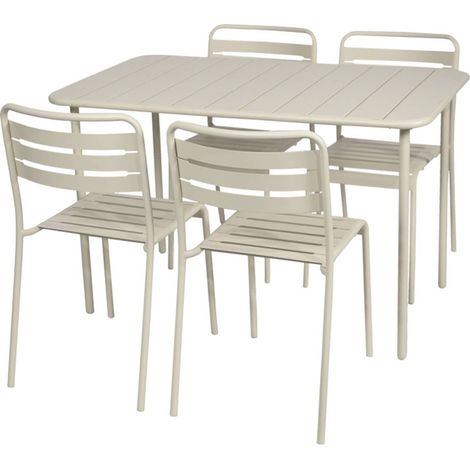 sweeek - Gartentisch + 4 Stühle aus Stahl