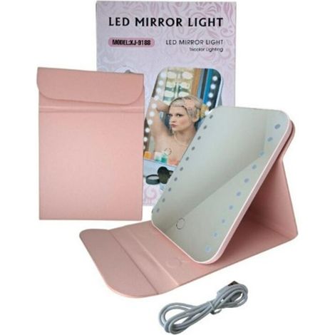 TRADE SHOP - Specchio Trucco Luminoso Luce A Led Con Illuminazione A Tre Colori Ricarica Usb Portatile -