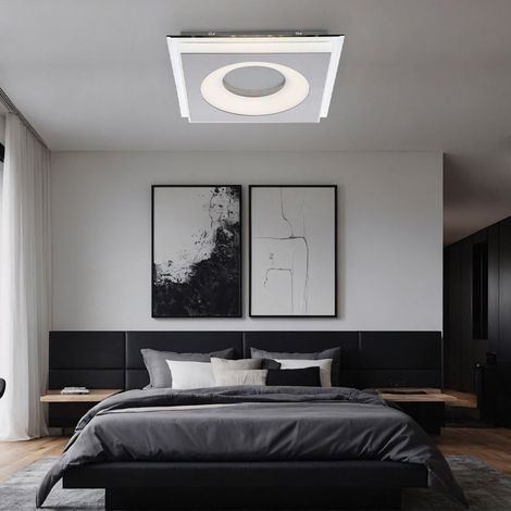 Plafonnier salon lumière salle à manger lampe plafonnier cuisine lampe chambre lumière, métal acrylique miroir nickel satiné mat, LED 20W 935Lm 3000K blanc chaud, L 34 cm (1/3)