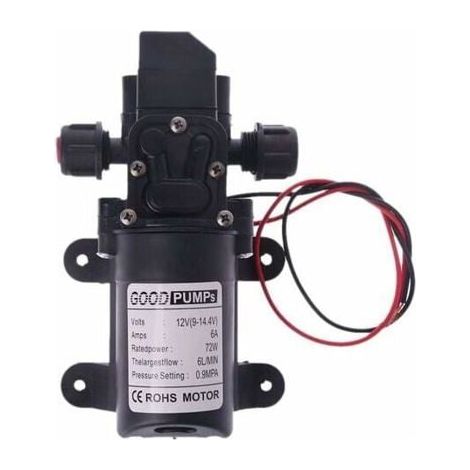 Pompe à Eau Haute Pression DC 12V 72W 6 L/Min Pompe Pulvérisateur Pompe à Amorçage Automatique avec Pinces pour Camping Car (1/4)