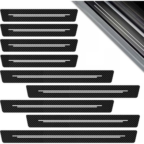9 Pièces Protection Seuil de Porte de Voiture, Fibre de Carbone Protection Porte de Voiture Auto Plinthes, Anti Rayures Seuil de Porte Universelle en Fibre de Carbone, pour La Plupart des Modèles