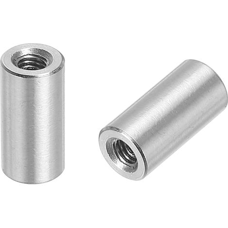 10Pcs Écrous de Raccordement Ronds M4, en Acier Inoxydable 304, Écrou de Tige de Manchon de 10 mm de Longueur pour Support, M4x10x6mm (1/5)