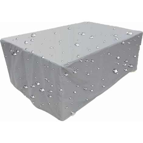 Art Garden Furniture Cover Table 200x160x70cm 210D Oxford Fabric Tarpaulin Waterproof, Windproof, Anti-UV, Tear Resistance Garden, Silver (1/5)