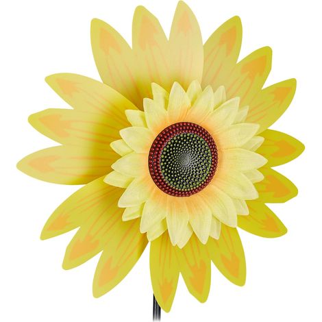 Windmühlenblumen, Sonnenblumendekoration, Kinder, Balkon, Terrasse, Garten, zum Bepflanzen, 70 cm hoch, gelb (1/5)