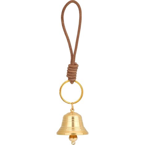 Vintage Cloche Suspendue Laiton pour Décoration Poignée Porte, Petites Cloches Décoratives avec Corde pour Ouverture Porte Commerçants & Décoration Jardin Maison Bonne Chance (Or) (1/5)