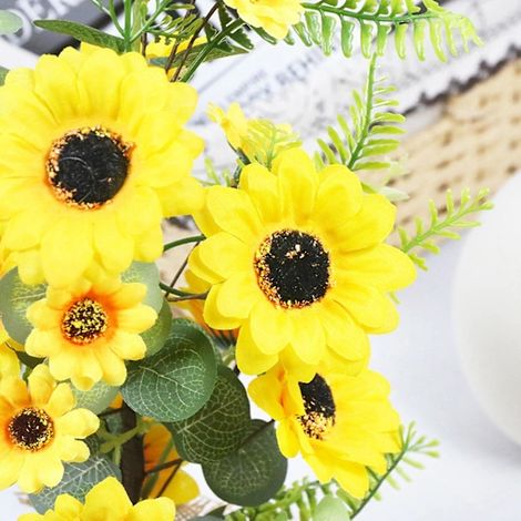 2 arbres de fleurs artificielles moulées, tournesols, centres de table décoratifs pour bureau-AquaForge (1/4)