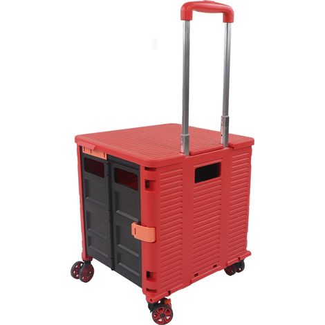 Faltbarer Transportwagen 55 l, 80 kg, ausziehbare Teleskopstange mit Kugellager, leise Universalräder, tragbarer Rollwagen mit Bremse (1/5)