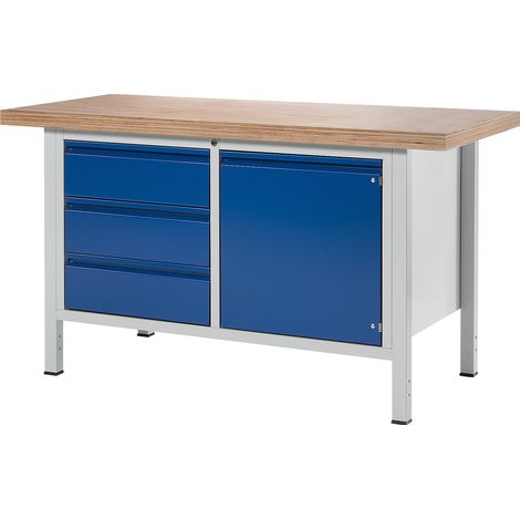 RAU, Établi, sur piétement série 8500, 3 tiroirs, 1 porte,