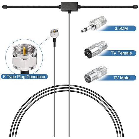 Antenne dipôle pour radio FM, pour récepteur stéréo d'intérieur Pioneer Onkyo Yamaha Marantz Bose Wave Music System, récepteur home cinéma audio/vidéo radio FM. (1/4)