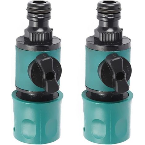 2 Raccords de tuyau d'arrosage avec vanne de régulation, diamètre intérieur 20 mm, plastique ABS/TPR, pour irrigation jardin et serre (1/4)