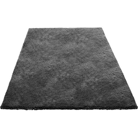 Weicher Indoor-Teppich 1,52 x 2,44 m, dunkelgrauer Hochflorteppich, rutschfest, Vlies, für Wohnzimmer, Schlafzimmer, Veranda. (1/5)