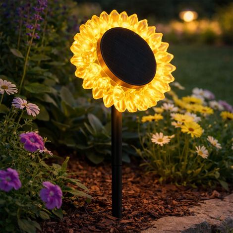 Solarleuchte Stecklampe Sonnenblume Hofleuchte Deko schwarz gelb LED H 29,5 cm