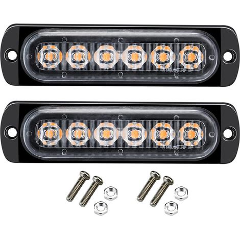 Juego de 2 luces estroboscópicas LED 12-24 V, barra de luces de señal de emergencia para automóvil, camión, furgoneta, quad, SUV, yate.