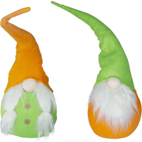 234043 Gnomo de pascua con sombrero verde y naranja 74 Cm en tela con barba  Modelo: Hombre