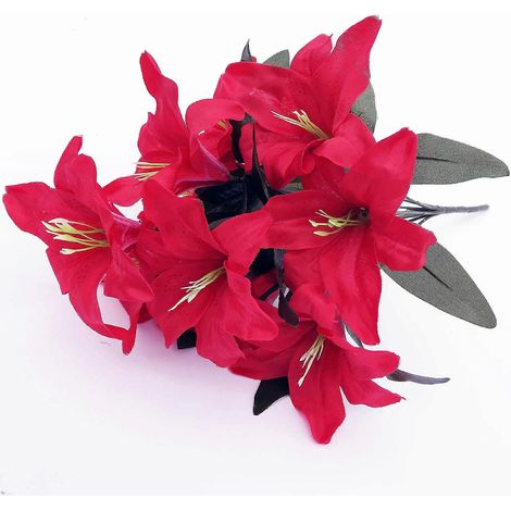 2 lys artificiels, 10 lys artificiels, bouquet de fleurs artificielles pour mariages, fêtes, maison, hôtels, décoration artistique, blanc. (1/5)