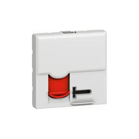 Prise RJ45 catégorie 6A STP à blindage métal et accès contrôlé avec volet rouge Mosaic 2 modules blanc LEGRAND 076599