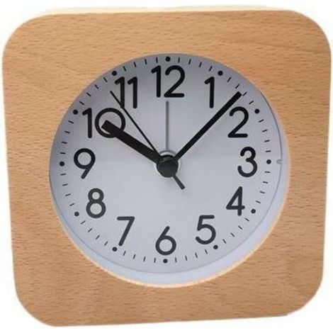 Analog alarm clock without ticking. Battery powered. For home, bedroom. (1/5)