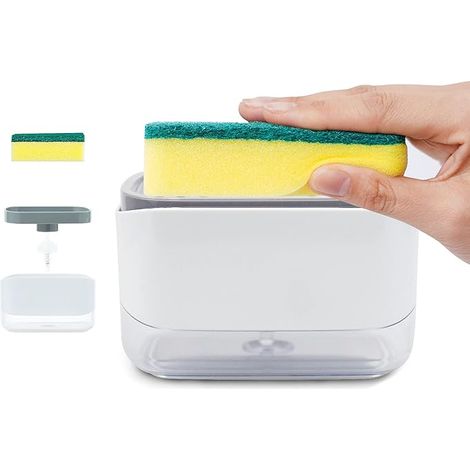 2-in-1-Spülmittelspender mit Handabroller, Vorratsbehälter und Schwammhalter. – AquaForge (1/5)
