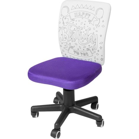 Silla de escritorio Pintame Cumpleaños de Oficina en color Morado con Rotuladores Tela y Metal 41x74x51 cm