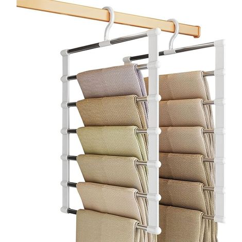 Cintre Pour Pantalons - Cintre Pliable Tubulaire Acier Inoxydable - Pour Pantalons Jeans Jupes Foulards Cravates Serviettes - Lot De 2 (1/5)