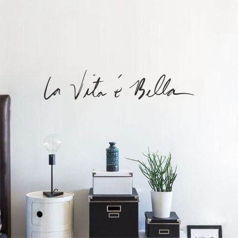 Stickers Muraux Citations " La Vita è bella" Stickers Muraux Texte Chambre Salon Bureau Décoration Murale (1/4)