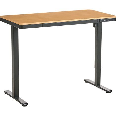 Schreibtisch elektrisch höhenverstellbar PENLY Schwarz / Hellbraun 120 cm 60 cm mit USB-Anschluss