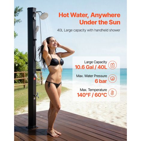 Douche Solaire 40 L Douche Extérieur Solaire Autoportante pour Jardin Piscine Plage, Hauteur Pommeau 2 m, avec Robinet de Lavage de… (1/5)