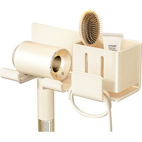 Soporte impermeable para secador de pelo, organizador de pared - Blanco 1