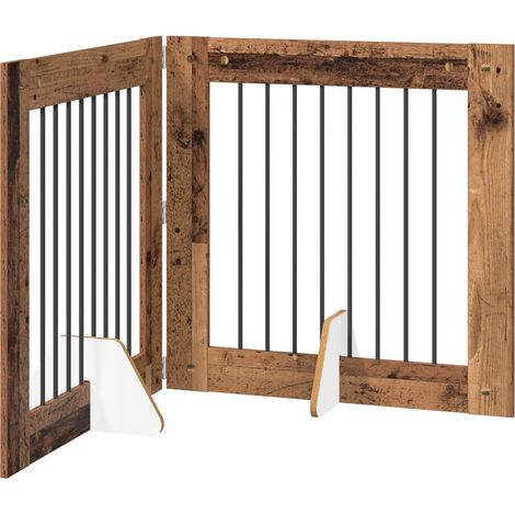 Foldable Dog Gate with Stands 2 pcs Old Wood 160.5 cm vidaXL