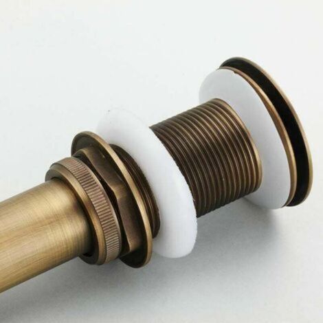 Pop-up Rétro Bouchon Bonde de Lavabo Vidange Clic-clac sans Trop-Plein en Laiton Bronzé Universel Valve Draineur dEvier Vasque Siphon sans Trou de Débordement Poli (1/5)