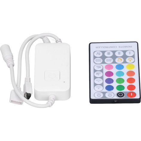 Contrôleur intelligent de bande lumineuse LED RGB Wi-Fi avec télécommande infrarouge 28 touches pour bar, karaoké et autres espaces de détente. (1/5)