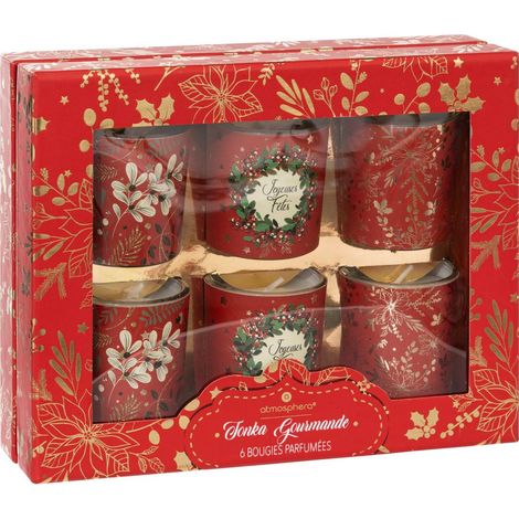 Set di 6 candele profumate da 40 g con barattolo di vetro rosso - Feeric lights & christmas (1/4)
