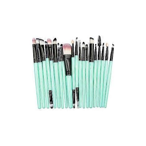20-teiliges Kosmetikpinsel-Set mit grünem Griff 2