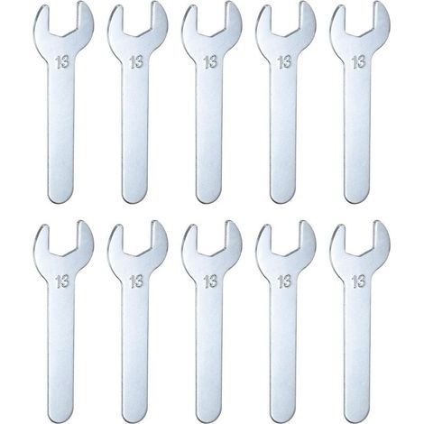 Juego de 10 llaves métricas fijas pequeñas de 13 x 87 x 2 mm, en forma de U, de cabeza plana, muy finas, galvanizadas, para reparación de automóviles y montaje de muebles. (1/4)