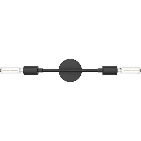 Lampe Miroir Salle de Bain Vintage avec 2 Lumières, Applique Murale en Métal Noir Intérieure Lumière Miroir Salle de Bain, Douille E27, Longueur: 40cm/15.75 pouces, Ampoule non Incluse (1/5)