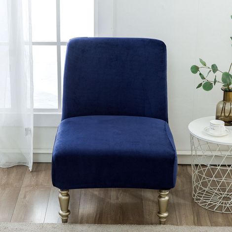 Housse De Chaise Sans Accoudoirs - Élastique Anti-dérapante Pour Fauteuil Accent - Matière Laine De Renard Argenté - Usage Salon Salle À Manger - 1 Pièce (1/4)