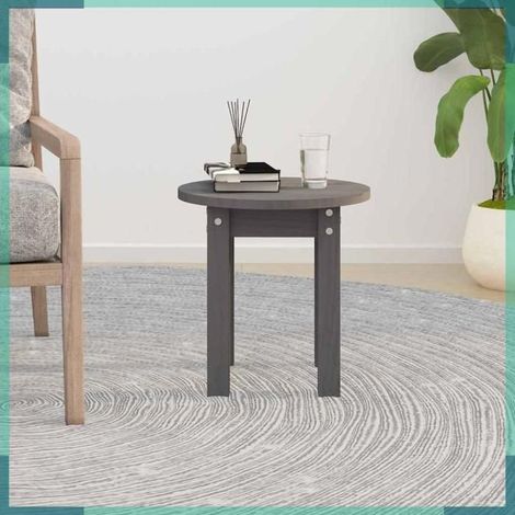 Table basse - 822339 - Bois de pin massif - Gris - Rond 35 x 35 cm (1/5)