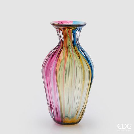 EDG Enzo De Gasperi Vaso Rainbow Anfora Vetro H 41 Cm D 21 Cm Multicolor