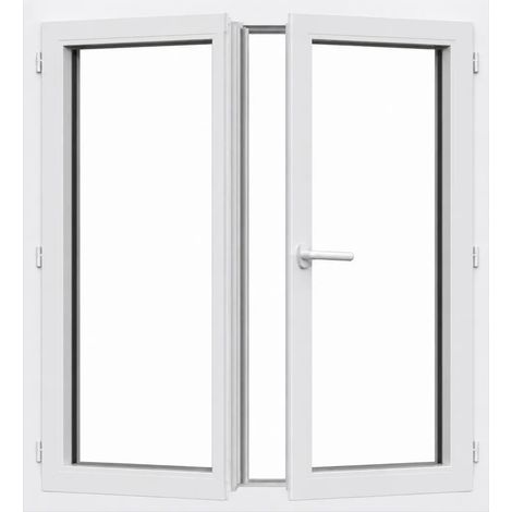 Fenêtre PVC 2 vantaux H 105 x L 120 cm OF pour pose en neuf avec poignée