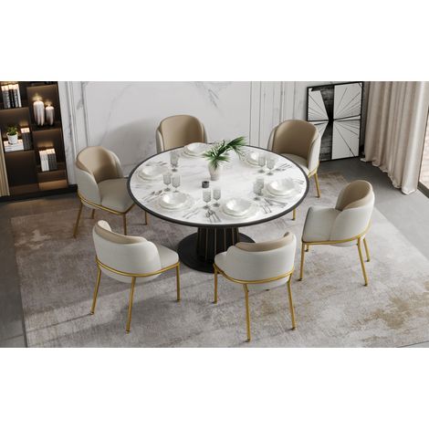 2 moderne Esszimmerstuhle in Beige aus PVC und Holz, mit verstellbaren Fuessen und stabiler Struktur,55×55×85cm (1/5)