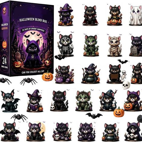 Calendrier de compte à rebours Halloween Chat Noir - Boîte surprise - Type A