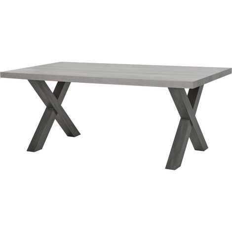 Table rectangulaire 185cm finition bois cendré pieds X métal - GARLYG (1/5)