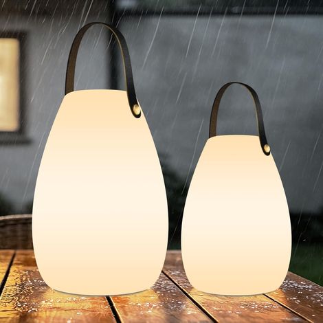 Lots de 2 lampes, portables de table, lampes rechargeables, lanternes, RGB sans télécommande, éclairage veilleuse LED, étanche IP44, idée pour l'intérieur et l'extérieur (chambre, terrasse, jardin, ma (1/5)