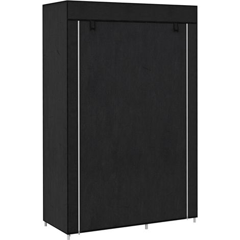 Armoire penderie multi-rangement - 6 étagères, 1 barre - non tissé noir