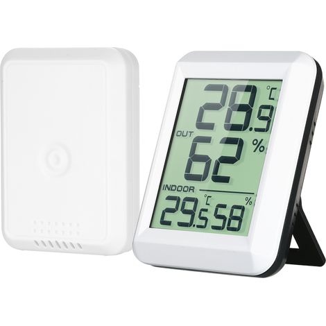 Kabelloses Mini-LCD-Digitalthermometer mit Hygrometer für Innen- und Außenbereiche (°C/°F) – Temperatur- und Feuchtigkeitsmesser mit Ständer für Lagerhalle und Schlafzimmer (1/5)