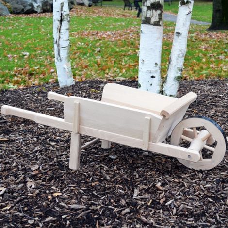 Brouette de jardin en bois – Charge maximale 150 kg – 2 roues en bois cerclées métal – Livrée montée – Finition Luxy – Outils Et Nature